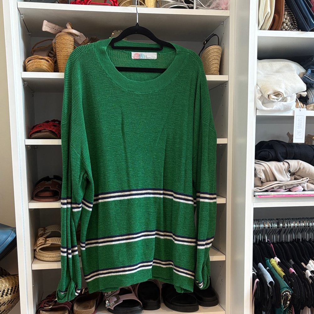 Free people FP beach Green Striped Women's Sweater & pants size M, matching set